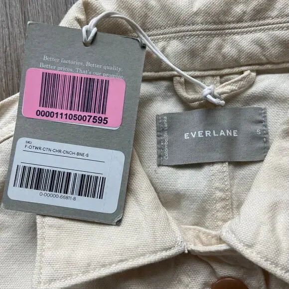 Everlane The Cinchable Chore Jacket Women's S Bone Inner Drawstring Pockets - Picture 6 of 11